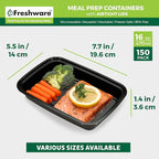 Freshware Meal Prep Containers 1 Compartment Food Storage Containers with Lids, Bento Box, BPA Free, Stackable, (16 oz), 150 count (Pack of 1)