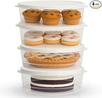 Evelots 4-Pack 10-Inch Airtight Food Storage Container with Lid - Portable Carrier for Pies, Cakes, Cupcakes & More - BPA-Free Clear Plastic - Secure & Easy Transport