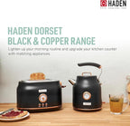 Haden Dorset 2 Slice Wide Slot Stainless Steel Toaster with Adjustable Browning Control & Non-Slip Feet, Black & Copper