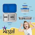 Bento-Style Stainless Steel Lunch Box -2 Compartment Stainless Steel Lunch Box - 2 Containers for Kids & Adults Dishwasher Safe Steel Lunch Boxes for kids