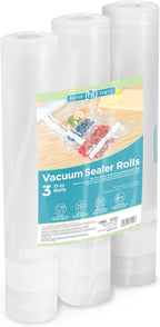 Home Logic Vacuum Bags for Food Sealer Rolls 3"x11" 20ft long rolls 3pk for Freezer and Sous Vide - Microwave Safe clear
