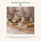 MACKENZIE-CHILDS Enamel Serving Platter, Decorative Serving Platter for Food, 16 Inches, Brown-and-White Mocha Check
