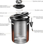 Veken Coffee Canister with Window,Airtight Stainless Steel Kitchen Food Storage Container, Date Tracker & Scoop for Grounds Coffee, Beans, Tea,Flour,Cereal,Sugar,22OZ,Copper