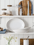 LE TAUCI Serving Bowls, Large Oval Platters for Entertaining, Ceramic Serving Tray for Dinner, Pasta, Salad, Dessert, Turkey, Fish, Fruit, Bread - 45oz/74oz, 11.8"/13.7", Set of 2, Arctic White
