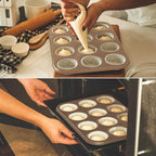 Cupcake Pan Nonstick 2 Pack (Gold, Standard 12 cup)