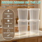 12 Pack 32 oz Clear Plastic Bucket with Lid, Food Storage Containers, Freezer Plastic Cups, Leakproof, BPA Free, Microwave & Dishwasher Safe Takeout Container - Ideal for Soup and More