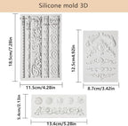 3 Pcs Baroque Silicone Molds Baroque Style Curlicues Scroll Lace Fondant Silicone Mold Scroll silicone Baroque Mold Relief Flower Lace Mould for Wedding Birthday Cake Decoration