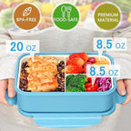 LOVINA Bento Boxes for Adults - 1100 ML Bento Lunch Box Container For Kids With Spoon & Fork - Durable Perfect Size for On-the-Go Meal, BPA-Free and Food-Safe Materials(Blue)
