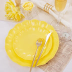 LIYH 24 Pcs Yellow Plastic Plates Reusable, Unbreakable Dinner Plates, Salad Plate, Microwave & Dishwasher Safe, Plate Sets Perfect for Parties,Birthday,Picnics (12guests)