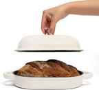 TOMO Cast Iron Oval Bread Oven, 10" x 6.5" - Rustic Dutch Oven Bread Cloche with Steam Circulating Lid for Perfect Sourdough