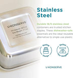 U Konserve Stainless Steel Food Storage Bento Box Container, Leak Proof Silicone Lid Dishwasher Safe - Plastic Free (30oz Clear)