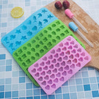 3 Pack Mini Silicone Gummy Candy Chocolate Molds Contains Small Hearts, Fruits, Marine Animal Shapes and 2 Droppers for Making Gummy, Candy, Chocolate and Small Ice Cubes