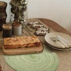 FunWheat Round Braided Placemats Set of 6 Place mats for Dining Tables Woven Heat Resistant Table Mats 15 inch (Light Green)