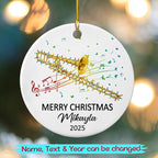 Customized Trombone Musical Player Ceramic Ornament with Name Text Year, Personalized Hanging Xmas Tree Ornaments Gift for Trombonist Daughter Son Brother Sister Friends, Trombone Instrument Ornament