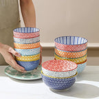 Selamica Ceramic Cereal Bowls Set of 6, 24 Oz Deep Soup Bowls for Kitchen, 5.9 Inch Dessert Bowls for Salad, Pasta, Oatmeal, Ramen, Microwave Dishwasher Safe, Set of 6, Assorted Colors