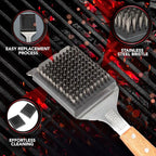 BBQ-AID 2-Pack Wire Grill Brush Replacement Heads, Grill Cleaning Bristle Brush - Screwdriver Included, for 2024 Model Grill Brush and Scraper. No Scratch Cleaning for Any Grill: Char Broil & Ceramic