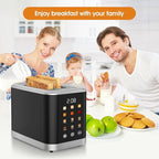 Touch screen Toaster 2 Slice Digital Timer Toasters with 6 Bread Types & 6 Shade Settings, Smart Extra Wide Slots Toaster with Bagel Defrost Reheat Cancel Function