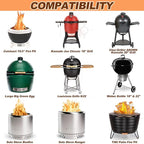 Stainless Steel Pan with 2 Handles, 18.5in Round Grill Griddle for TIKI Solo Stove Cuisinart Fire Pit Kamado Charcoal Grill Weber Kettle and More, Oven and Induction Safe for Indoor & Outdoor Use