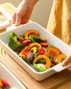 Casserole Dish for Oven, Ceramic Deep Lasagna Pan, 4 Quarts Baking Dish with Handles, 9 x 13 inches Baking Pan, Rectangular Oven Safe Pan, Porcelain Bakeware, White