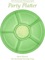 Plasticpro 6 Sectional Round Plastic Serving Tray/Platter (8, Green)