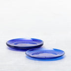 FORTESSA Los Cabos Tableware, 4-Piece Glass Dinner Plate Set (10.5 Inches), Dishwasher-Safe Glass Dinnerware Collection, Cobalt Blue