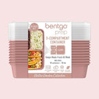 Bentgo Prep - 20-Piece 3-Compartment Reusable Meal Prep Containers with Lids, PFAS & BPA Free Materials, Durable, Microwave, Freezer, & Dishwasher Safe To Go Food Storage (Rosette Glitter)