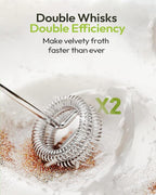 Maestri House Rechargeable Milk Frother with Stand, LunaFro Handheld Electric Foam Maker Waterproof Detachable Stainless Steel Whisk Drink Mixer Foamer for Lattes, Cappuccino