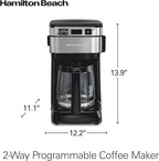 Hamilton Beach 12 Cup Programmable Coffee Maker, FrontFill™ Drip Coffee Maker
