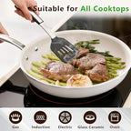 11" Ceramic Frying Pan Nonstick, Skillet, Cooking Pan Non Toxic with Stay Cool Handle for Induction, Chef's Pan, PTFE & PFAS & PFOA Free, Dishwasher/Oven Safe, White