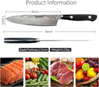 Damascus Chef Knife 8" - VG10 Super HC Steel, 67 Layers, Military G10 Handle, Ergonomic Design for Precision Cuts