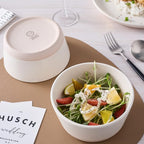 Stone Lain Jules Stoneware Dinnerware, Plates and Bowls, Dish Set for 4, Off White, Microwave & Dishwasher Safe, 16-Piece