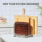 Cutting Board Organizer(1 Pc),Kitchen Cabinet Dividers for baking sheets,Bakeware Holder with 5 Slots,Space Saving,for used to Baking Tray and Chopping Storage