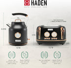 Haden Dorset 1.7 Liter Stainless Steel Electric Kettle with 360-Degree Base Bundled with 4 Slice Wide Slot Stainless Steel Toaster, Black & Copper