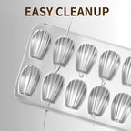 Madeleine Pans Set of 2, Nonstick 12-Cavity Madeleines Mold Cookie Tray for Baking, Heavy Duty Warp Resistant Cute Shell Shape Madeleine Mold Cake Pan - Silver