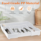 Expandable Silverware Drawer Organizer BPA Free Cutlery Organizer Small Utensil Organizer for Kitchen Drawers Adjustable Spoons Forks Knives Storage Drawer Divider, Gray