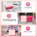 Bento Lunch Box with 8oz Soup Thermo, Leak-Proof Lunch Containers with 4 Compartment, Thermo Hot Food Jar and Insulated Lunch Box for School Pink