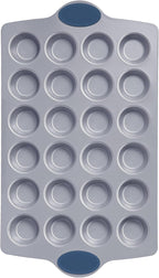 BRONYPRO Ceramic Mini Muffin Pan, 24-Cup Nonstick Aluminized Steel Cupcake Pans, Healthy Non-Toxic Ceramic Coating Mini Muffin Tin, 1Pack Cup Cake Pans for Baking Blue