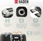Haden Heritage 4 Slice Wide Slot Stainless Steel Toaster Bundled with 1.7 Liter Stainless Steel Electric Water Kettle, Black & Chrome