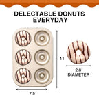 HONGBAKE Nonstick Donut Pans For Baking, 2-Pack 6 Cavity Upgraded Deepened Doughnut Tray, Heavy Duty Mini Bagel Mold for Oven - Bronze Gold