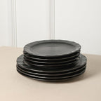 Stone Lain Oasis 24-Piece Dinnerware Set Stoneware, Dishwasher and Microwave Safe Plates and Bowls Set, Dish Set for 8, Black