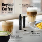 Zulay Kitchen Rechargeable Milk Frother Froth N Go Frother Wand With Case & USB-C Charger - Comes With 3 Whisk Attachments for Latte, Cappuccino, Matcha, Protein Shakes - Black Marble