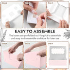 JCD 8 Packs Pink Bento Cake and Cupcake Box 5 Holes Fit 4 Cupcakes and 1 Mini Cakes Cupcake Combo Boxes for Party Bakery Supplies (Pink 1+4/8Pcs)