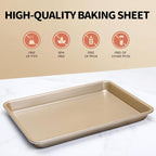 Vinino Baking Sheet Set of 3, Cookie Sheets For Baking with Square Texture Pattern, Thicker Carbon Steel Non-stick Baking Pan Half/Quarter/Jelly Roll Pans Tray for Oven