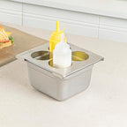 Restaurantware Squeeze Bottle Template Pack of 1 Stainless Steel 4 Hole Holder Top, 2.5" Diameter Fits 1/6 Size Food Pans, Dishwasher Friendly Integrated Lip Design Holder Top for Condiment Bottles