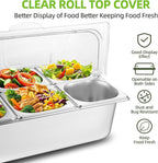 Stainless Steel Ice Food Serving Display Container 6 Pans 3 Ice Packs Cooled Condiment Dispenser Cold Serving Appetizer Buffet Organizer (6 Pans)