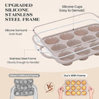 6 Pcs Baking Pans Set, Silicone Bakeware Sets with Metal Reinforced Frame, Nonstick Stackable Carbon Steel Non Toxic Baking Sets for Cooking (Brown)