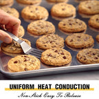 Commercial Quality Baking Sheet Pan Set, Natural Aluminum Cookie Sheet, Umite Chef Warp Resistant Baker's Half Sheet Pan, Large Thick Cookie Tray Pans for Baking, Roasting(2 Pack, 18X13In)