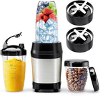 Nahida Blender for Smoothies, 1200W Smoothie Blender for Ice Crushing, Blenders with (2) 6-Fin Blades, Personal Blenders for Kitchen with 23oz, 32oz, 37oz Easy Go Cups for Juices, Silver