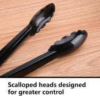 40 Pieces Plastic Salad Tongs, Black Kitchen Serving Tongs, 9 Inch Disposable Utensils Set, Heavy Duty Scalloped, Perfect for Buffets and BBQ, Food Safe Material