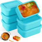 6 Packs 1 Cup Silicone Soup Freezer Molds with Lid Silicone Soup Freezer Trays Rectangle Reusable Food Preserving Tray Freezing Sauces Stews(Lake Blue)